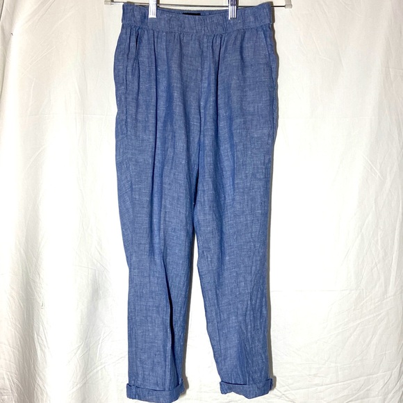 RACHEL “Rachel Roy” 100% Washable Linen Ankle Pants. Small. Chambray Blue. - Picture 8 of 13